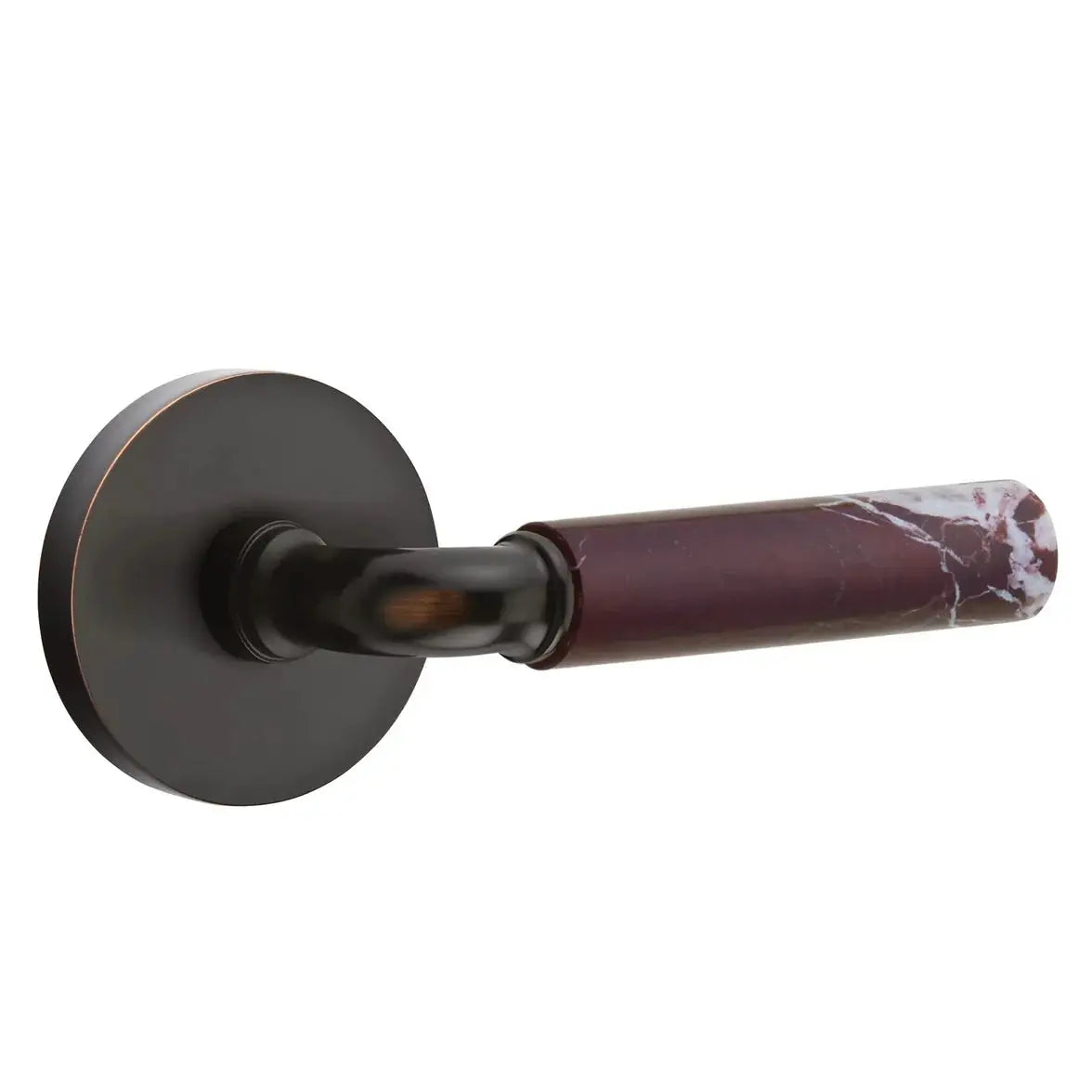 Emtek Rosso Levanto Marble Lever with Disk Rosette and R-Bar Stem by Emtek