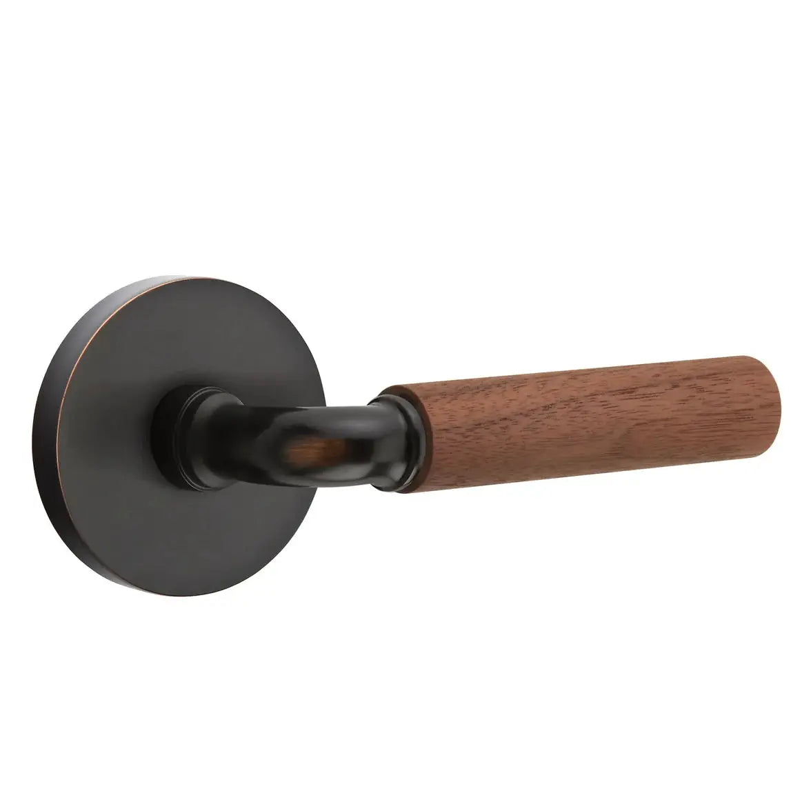 Emtek Walnut Lever with Disk Rosette and R-Bar Stem by Emtek
