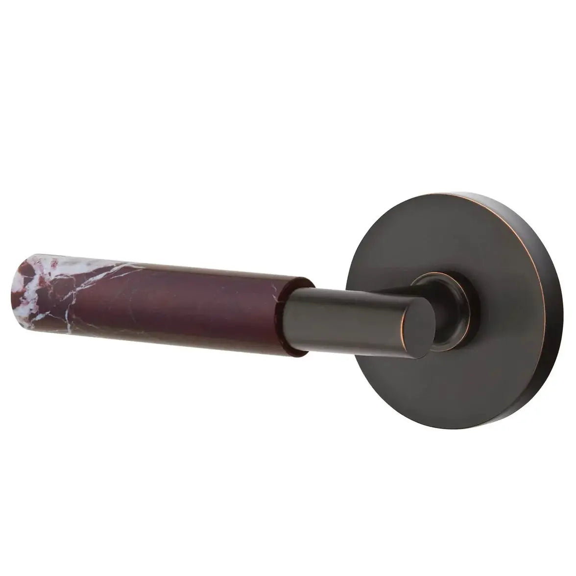 Emtek Rosso Levanto Marble Lever with Disk Rosette and T-Bar Stem by Emtek