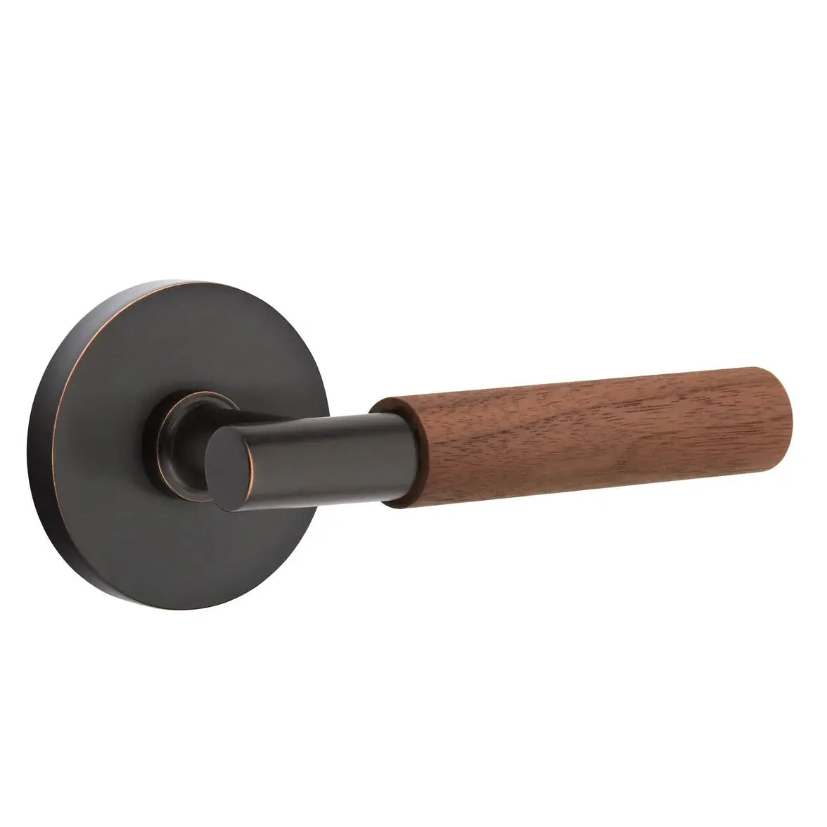Emtek Walnut Lever with Disk Rosette and T-Bar Stem by Emtek