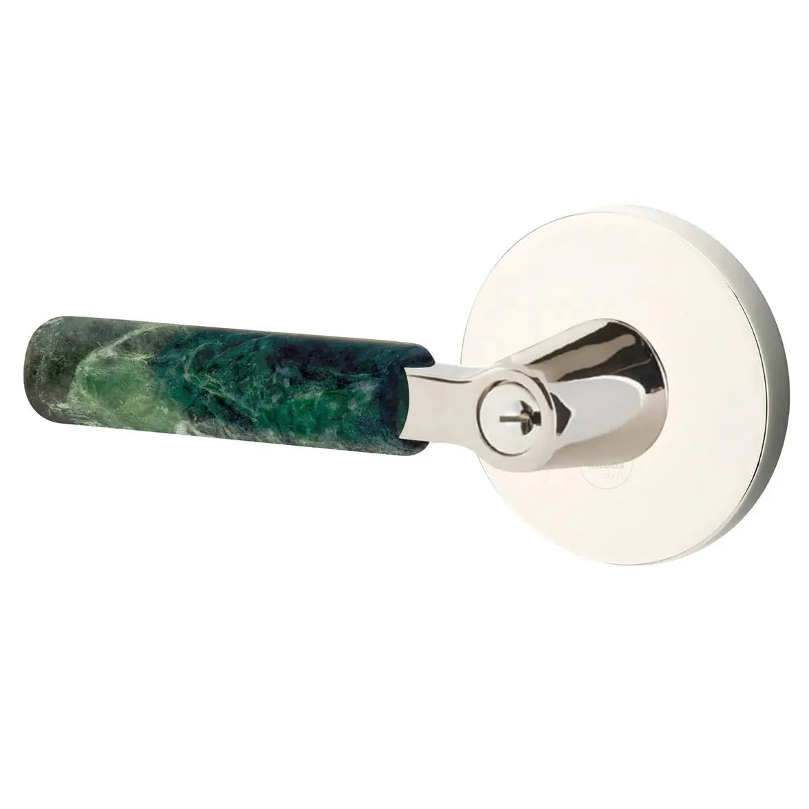 Emtek Green Marble Lever with Disk Rosette and L-Square Stem by Emtek