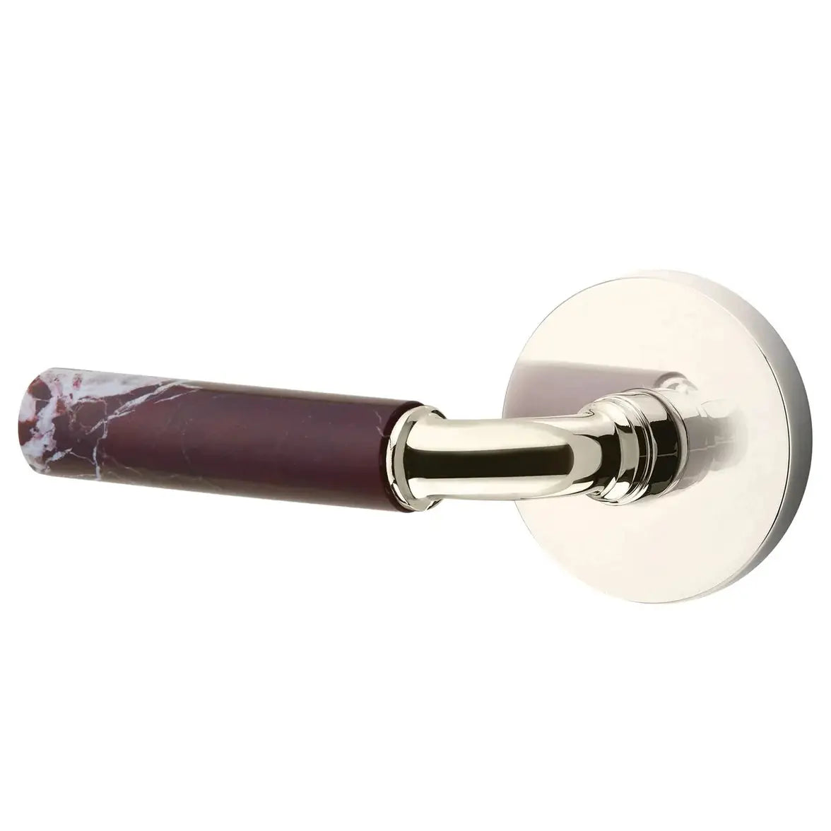 Emtek Rosso Levanto Marble Lever with Disk Rosette and R-Bar Stem by Emtek
