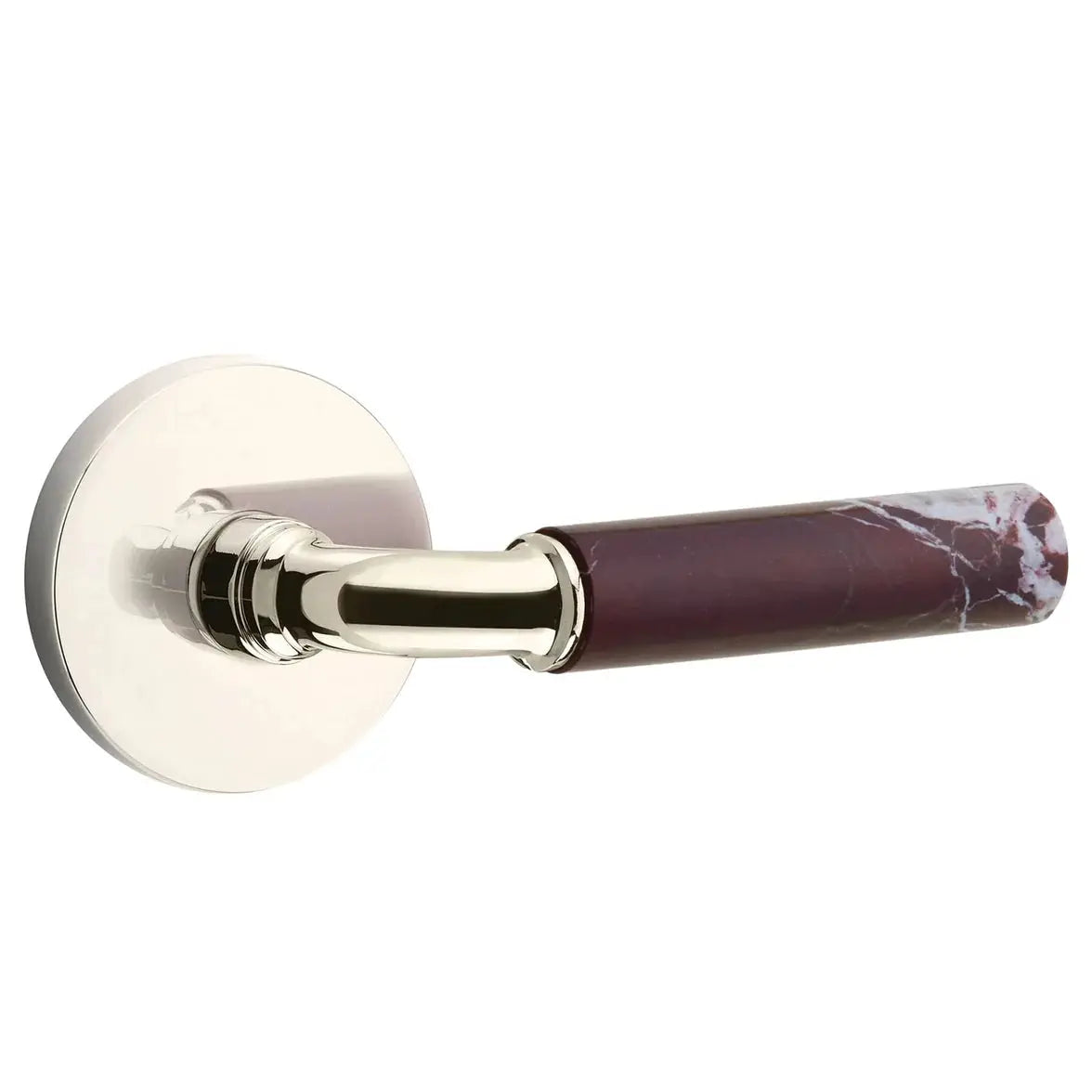 Emtek Rosso Levanto Marble Lever with Disk Rosette and R-Bar Stem by Emtek