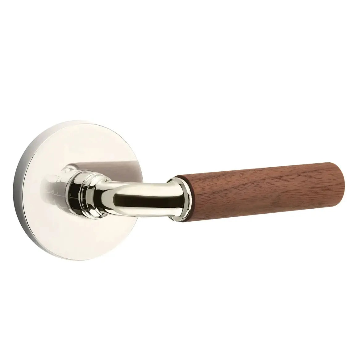 Emtek Walnut Lever with Disk Rosette and R-Bar Stem by Emtek