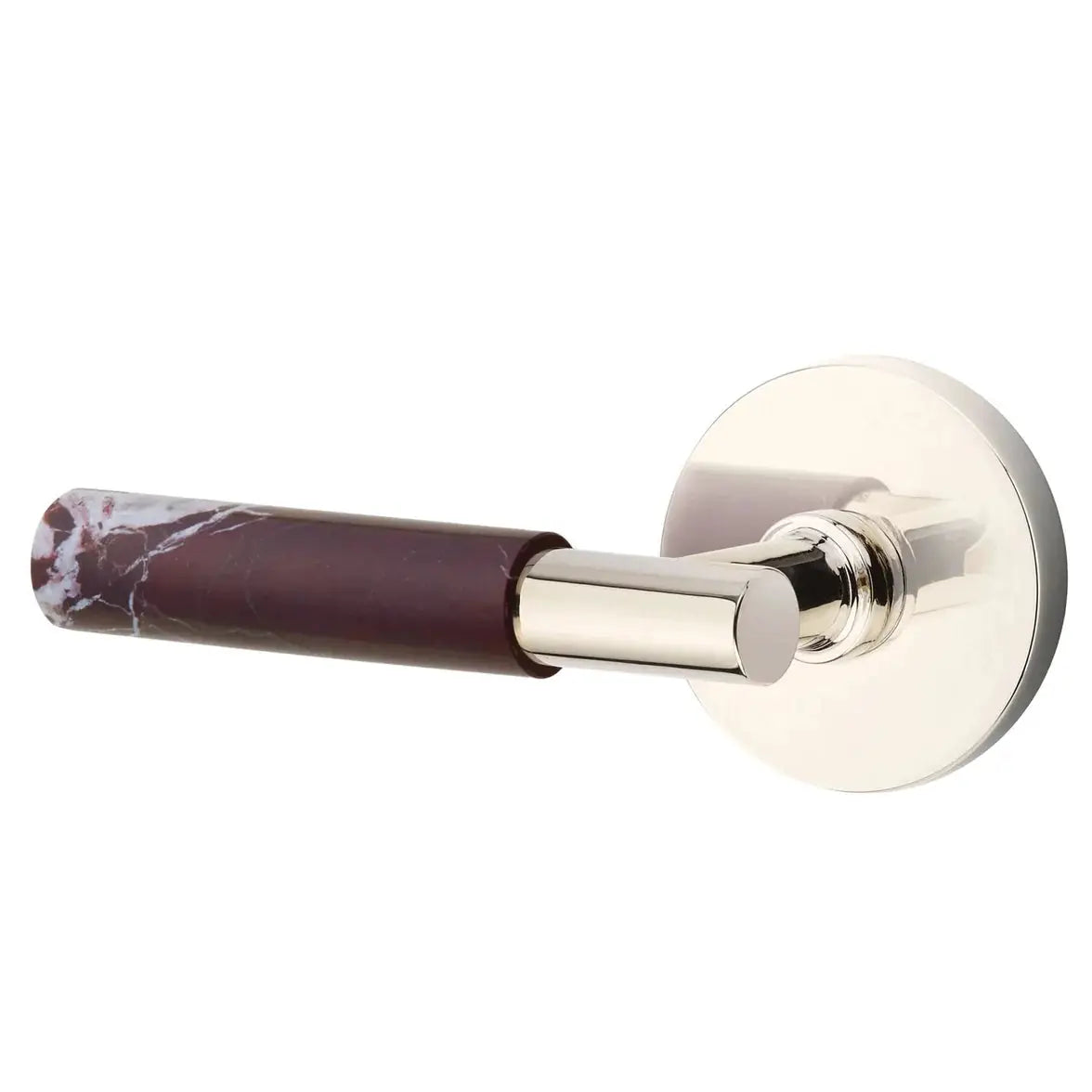 Emtek Rosso Levanto Marble Lever with Disk Rosette and T-Bar Stem by Emtek