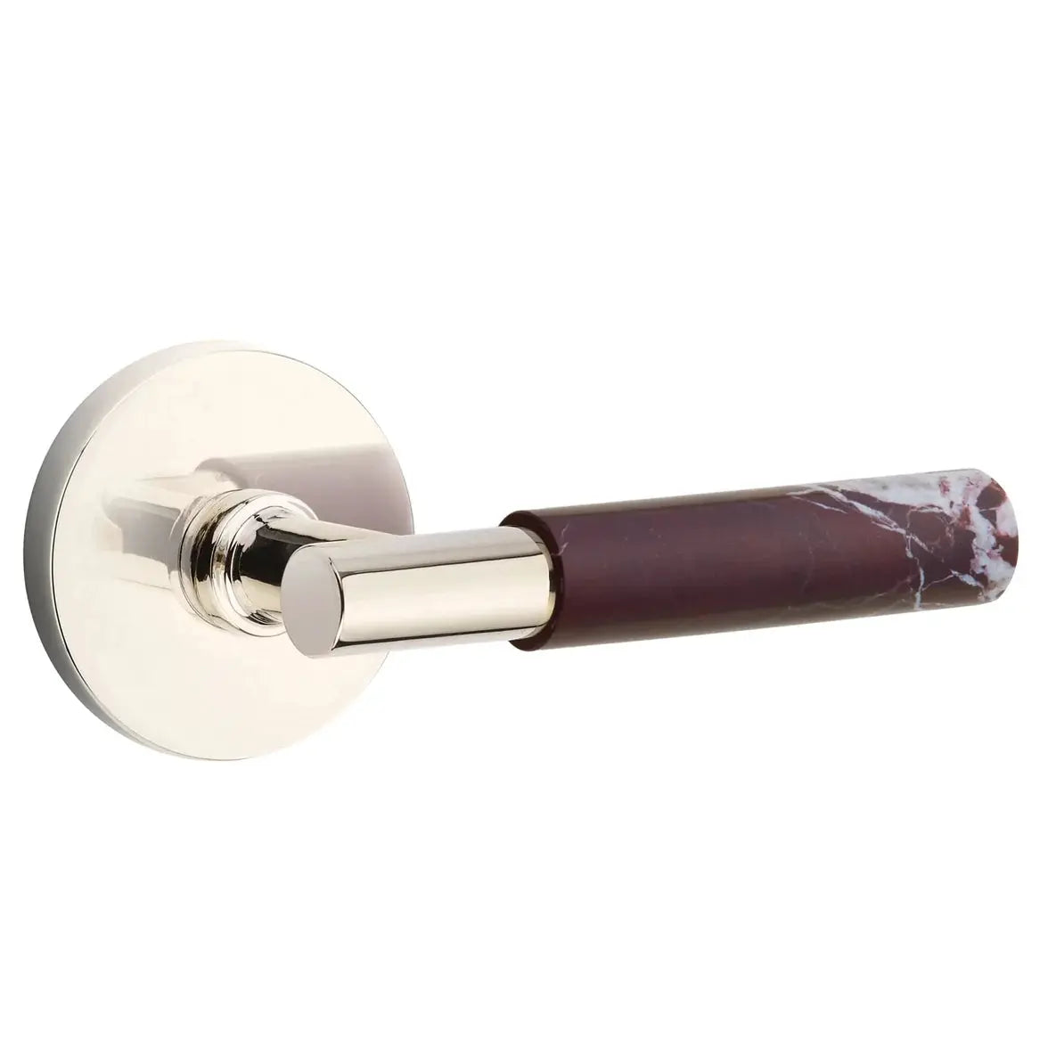 Emtek Rosso Levanto Marble Lever with Disk Rosette and T-Bar Stem by Emtek
