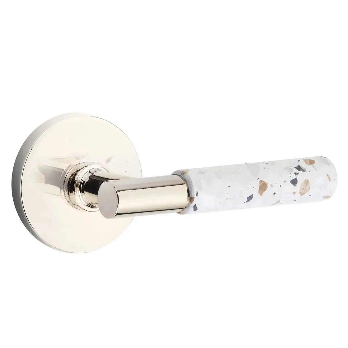 Emtek Light Terrazzo Lever with Disk Rosette and T-Bar Stem by Emtek