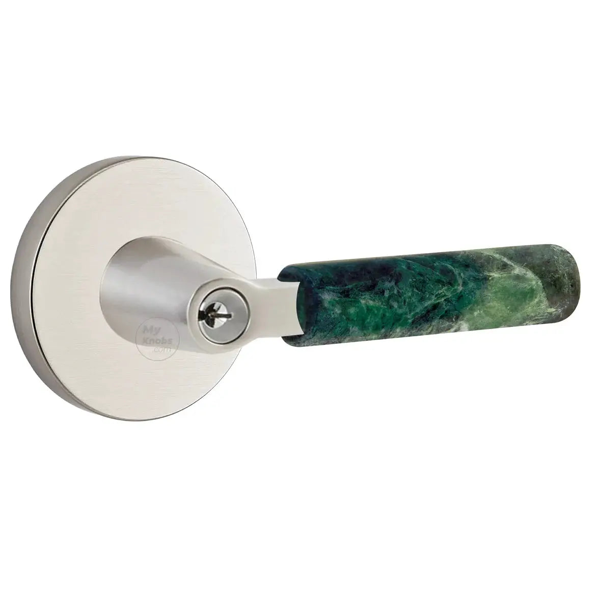 Emtek Green Marble Lever with Disk Rosette and L-Square Stem by Emtek