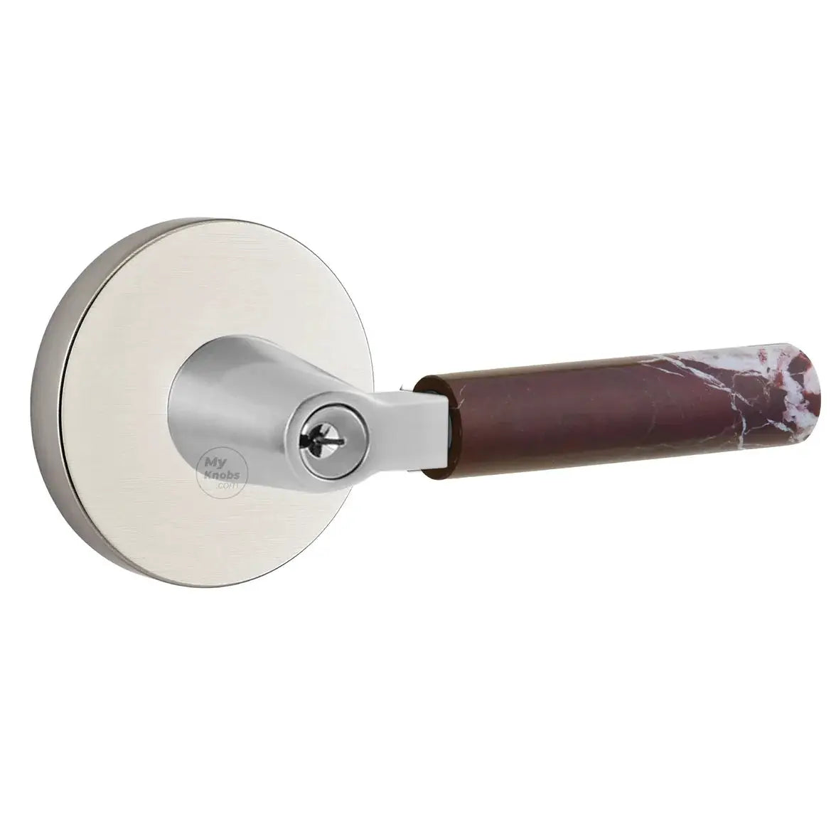 Emtek Rosso Levanto Marble Lever with Disk Rosette and L-Square Stem by Emtek