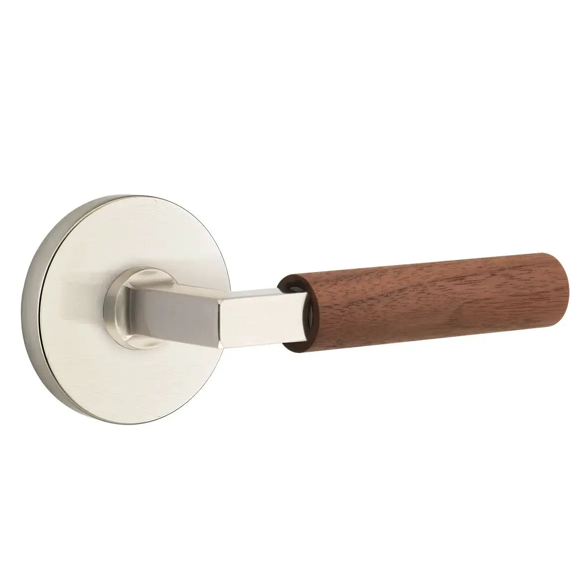 Emtek Walnut Lever with Disk Rosette and L-Square Stem by Emtek