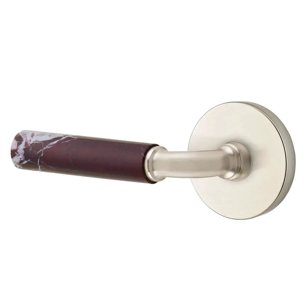 Emtek Rosso Levanto Marble Lever with Disk Rosette and R-Bar Stem by Emtek