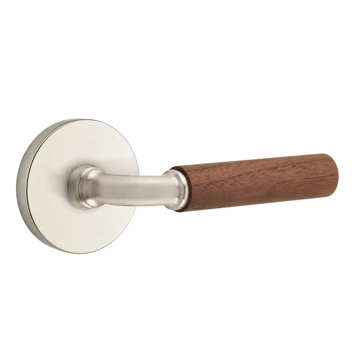 Emtek Walnut Lever with Disk Rosette and R-Bar Stem by Emtek