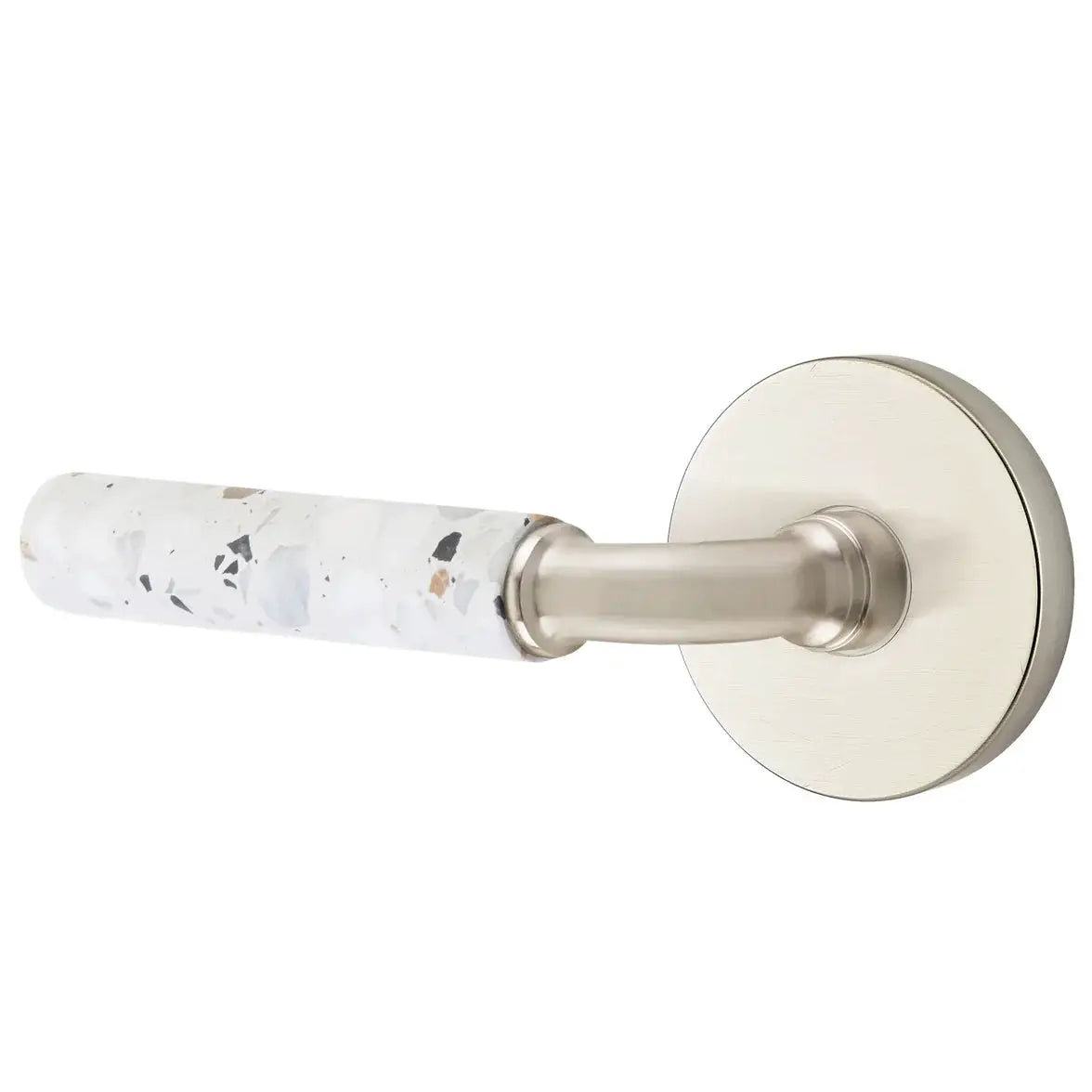 Emtek Light Terrazzo Lever with Disk Rosette and R-Bar Stem by Emtek