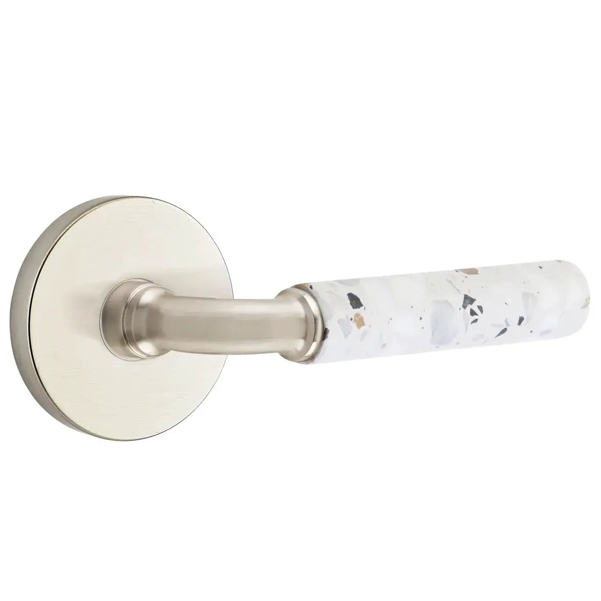 Emtek Light Terrazzo Lever with Disk Rosette and R-Bar Stem by Emtek