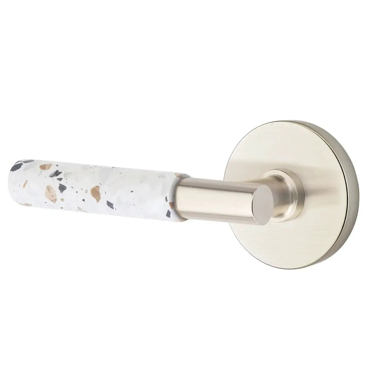 Emtek Light Terrazzo Lever with Disk Rosette and T-Bar Stem by Emtek