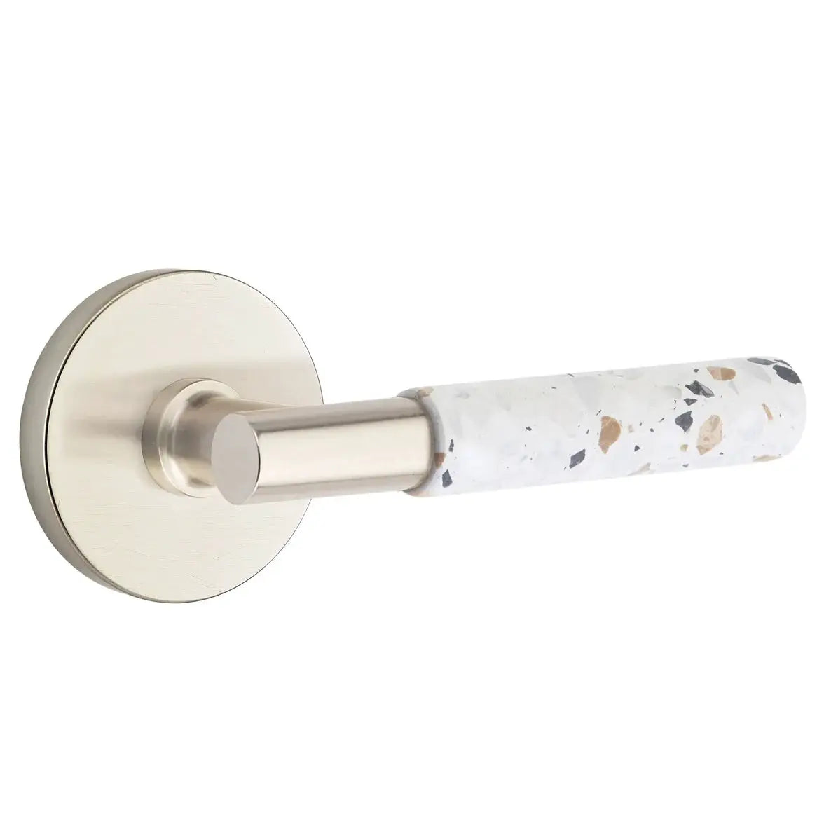 Emtek Light Terrazzo Lever with Disk Rosette and T-Bar Stem by Emtek