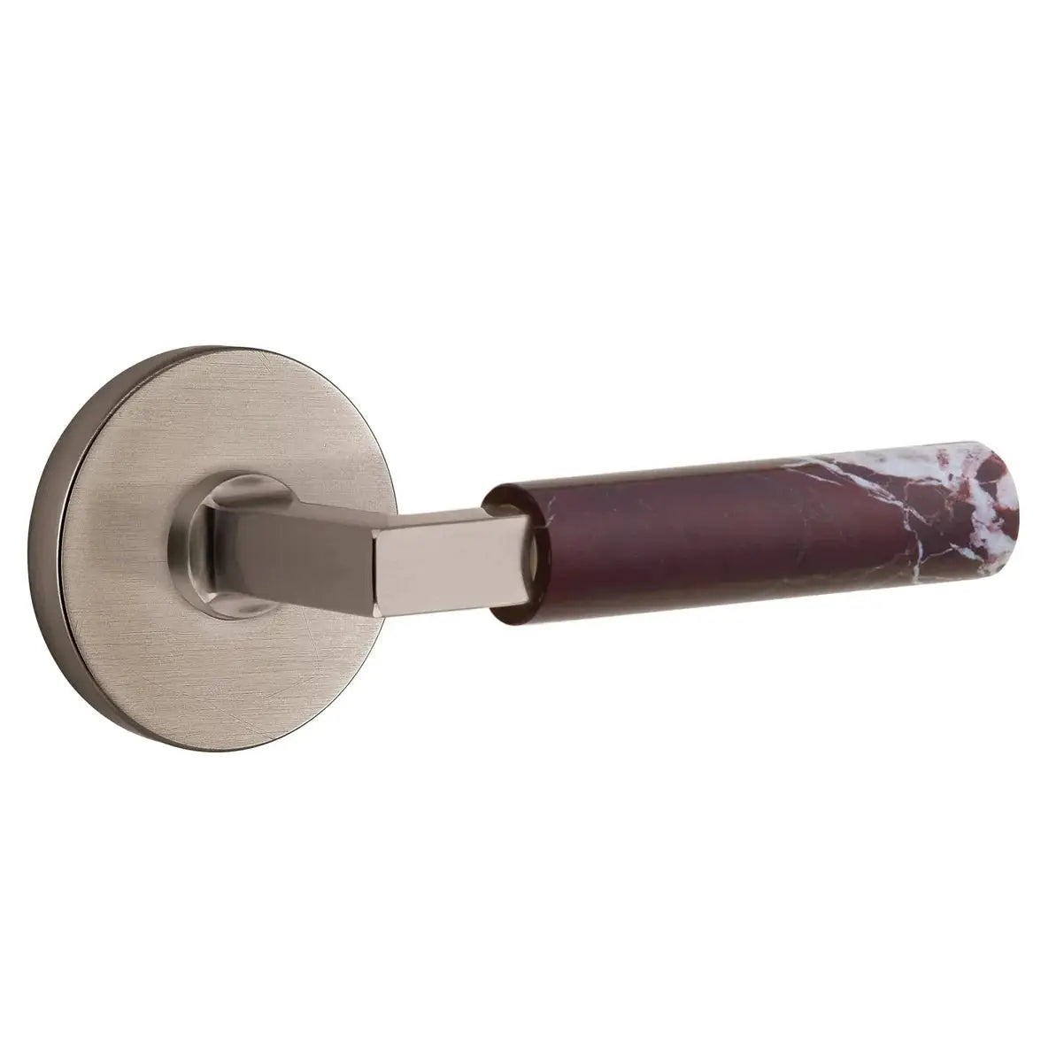 Emtek Rosso Levanto Marble Lever with Disk Rosette and L-Square Stem by Emtek