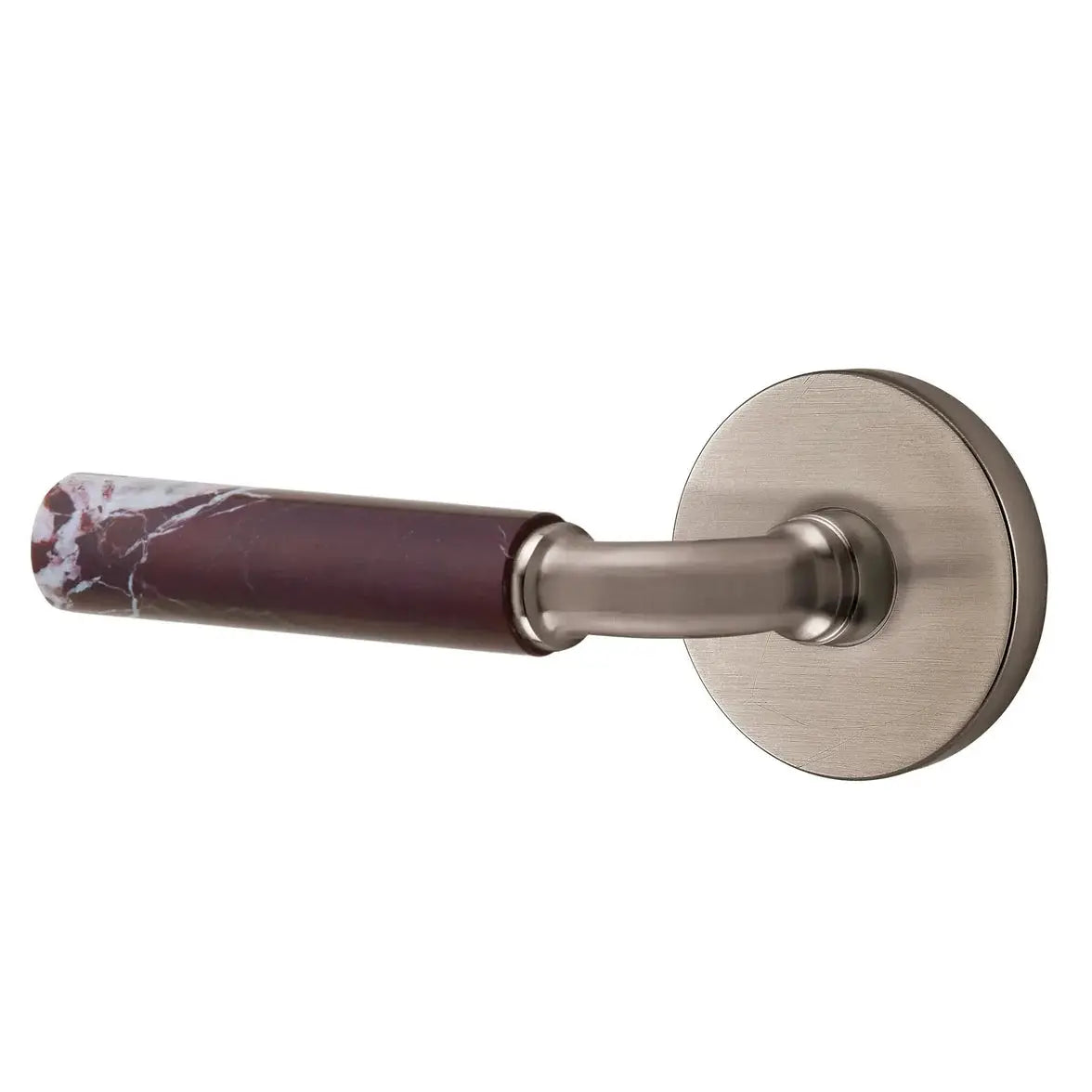 Emtek Rosso Levanto Marble Lever with Disk Rosette and R-Bar Stem by Emtek
