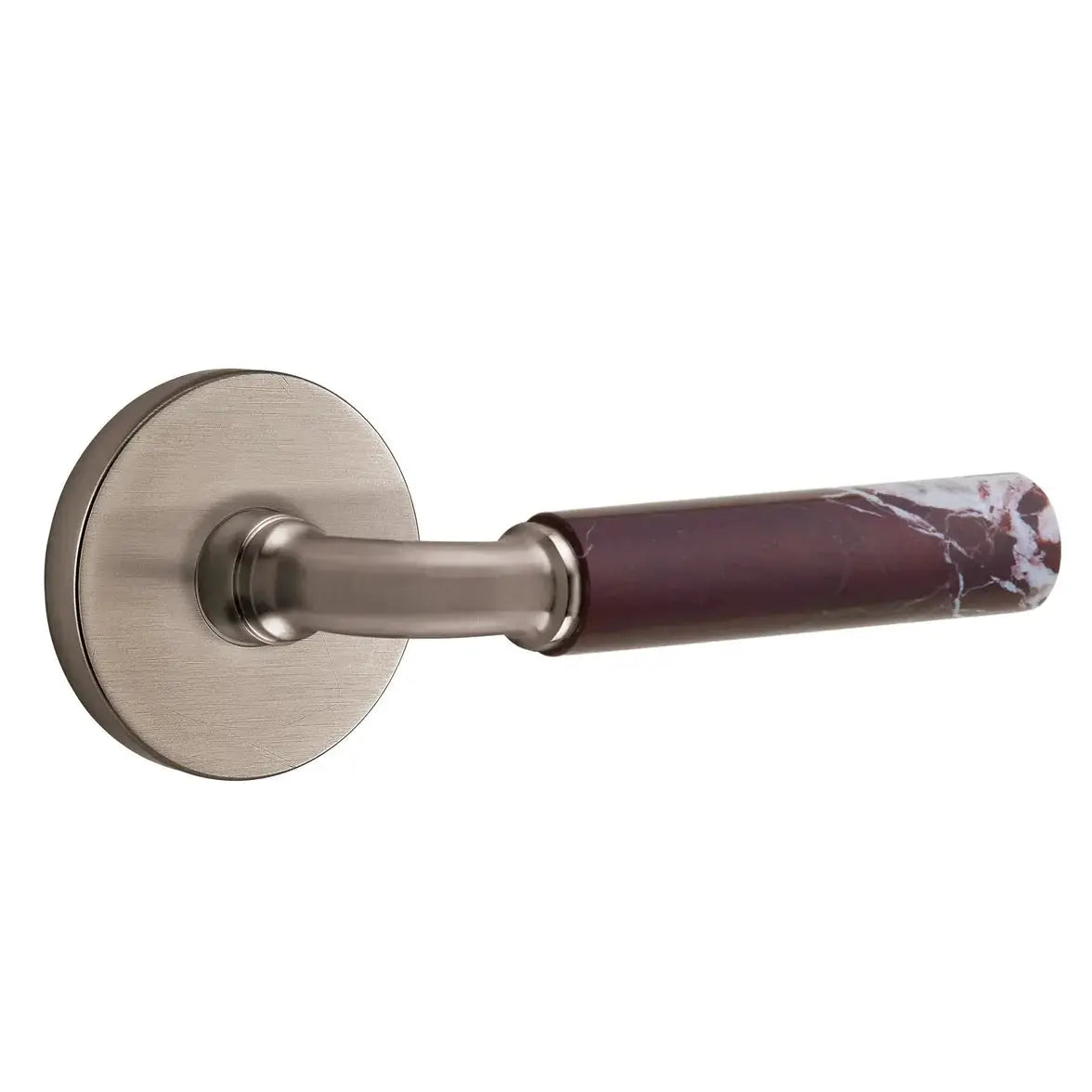Emtek Rosso Levanto Marble Lever with Disk Rosette and R-Bar Stem by Emtek