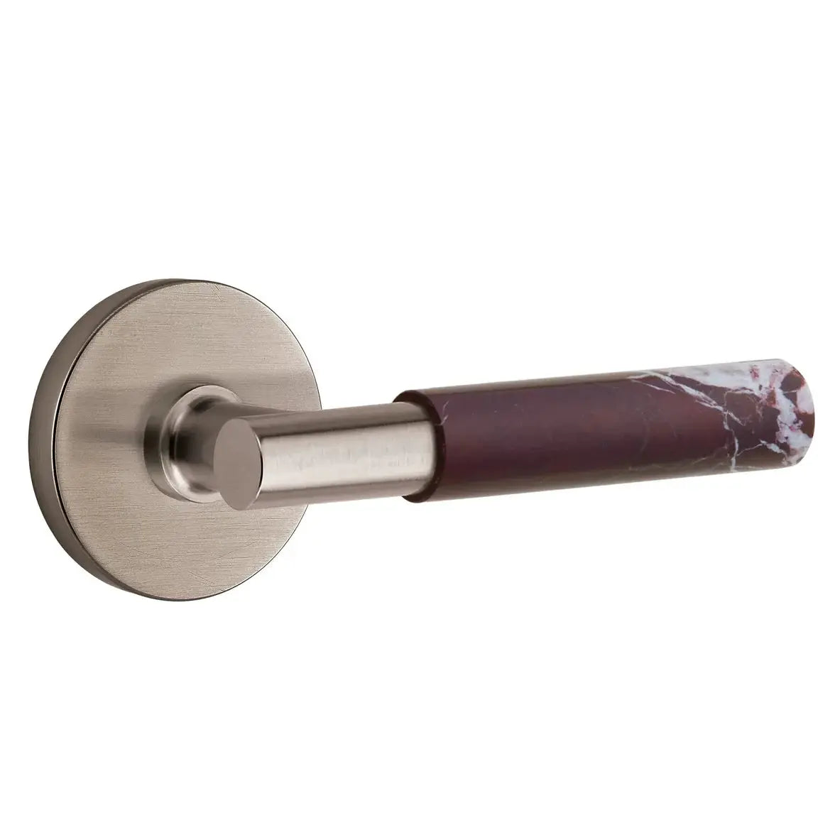 Emtek Rosso Levanto Marble Lever with Disk Rosette and T-Bar Stem by Emtek