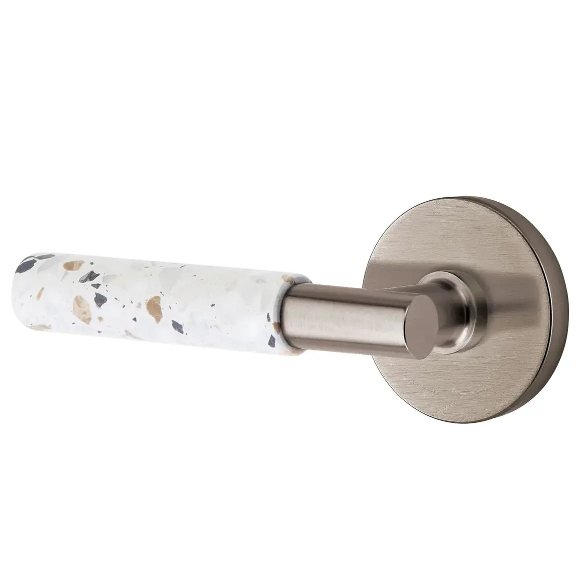 Emtek Light Terrazzo Lever with Disk Rosette and T-Bar Stem by Emtek