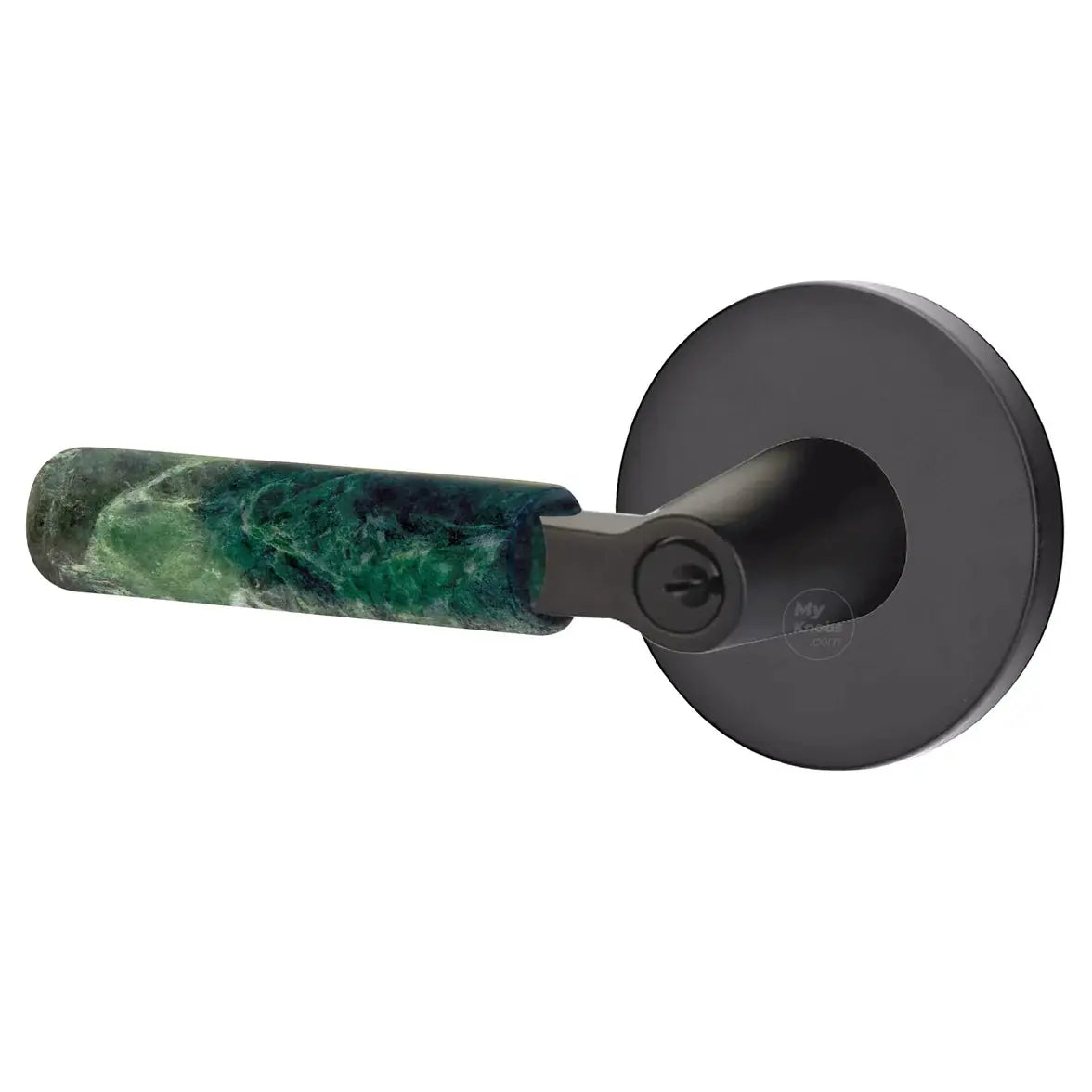 Emtek Green Marble Lever with Disk Rosette and L-Square Stem by Emtek