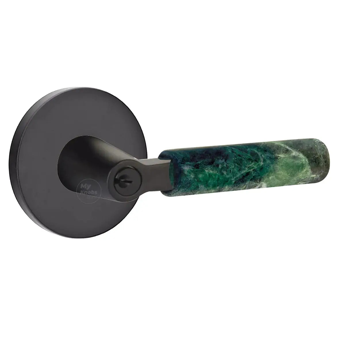 Emtek Green Marble Lever with Disk Rosette and L-Square Stem by Emtek