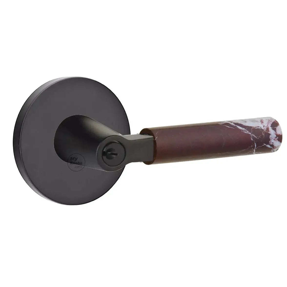 Emtek Rosso Levanto Marble Lever with Disk Rosette and L-Square Stem by Emtek