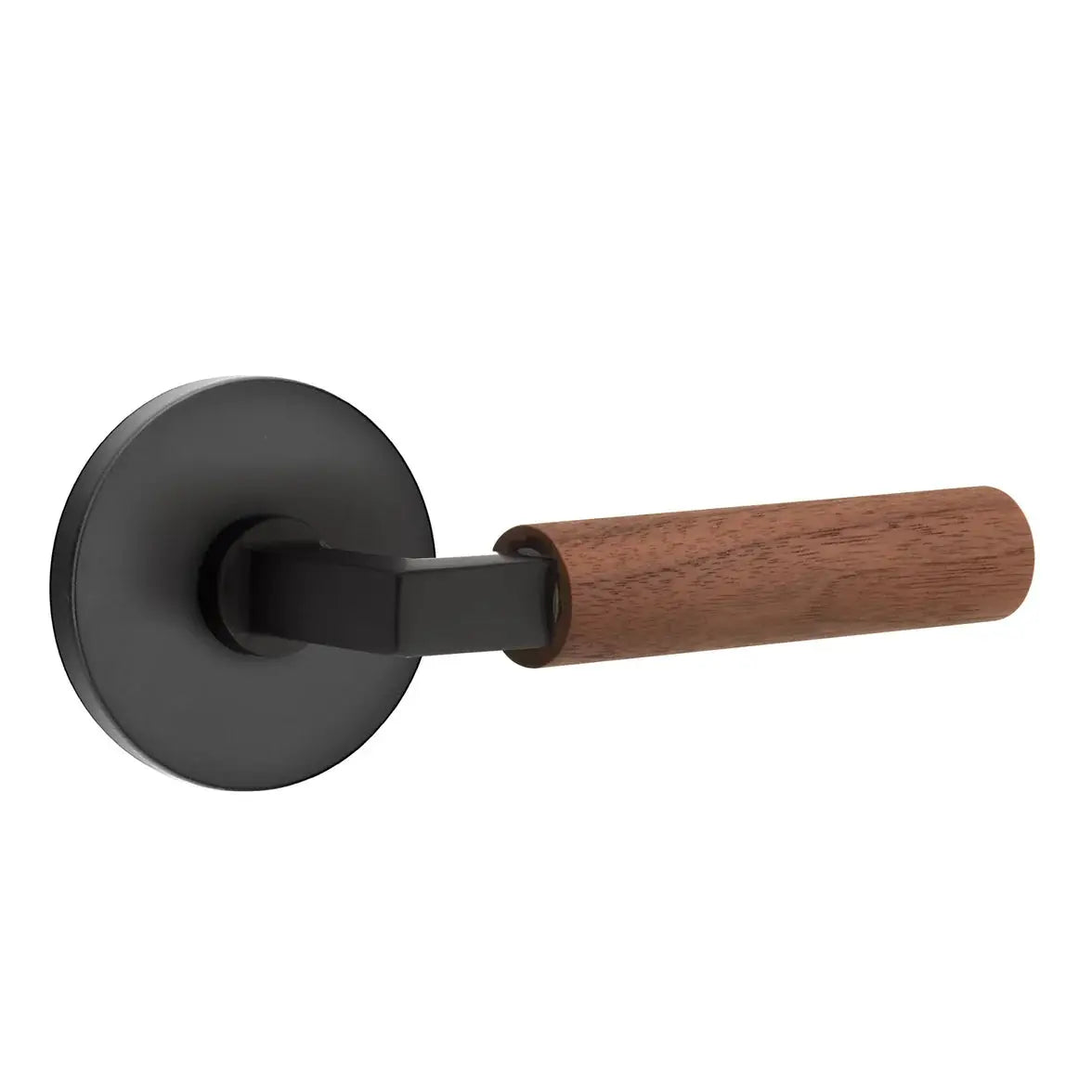 Emtek Walnut Lever with Disk Rosette and L-Square Stem by Emtek