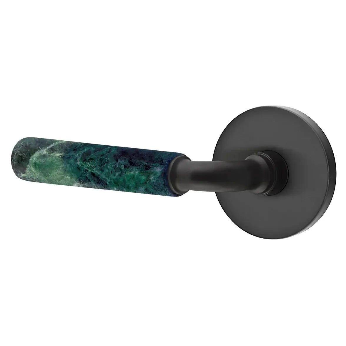 Emtek Green Marble Lever with Disk Rosette and R-Bar Stem by Emtek