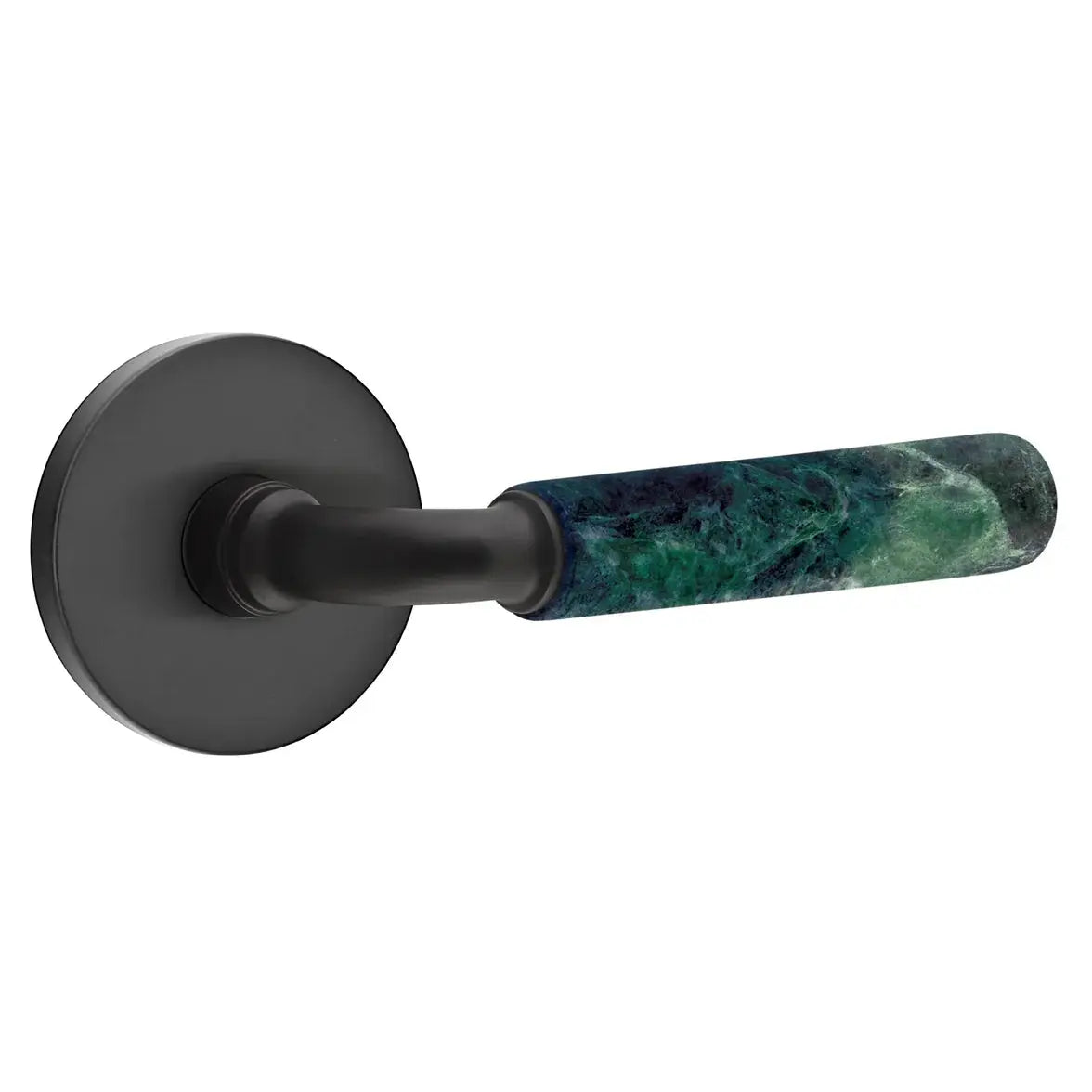 Emtek Green Marble Lever with Disk Rosette and R-Bar Stem by Emtek