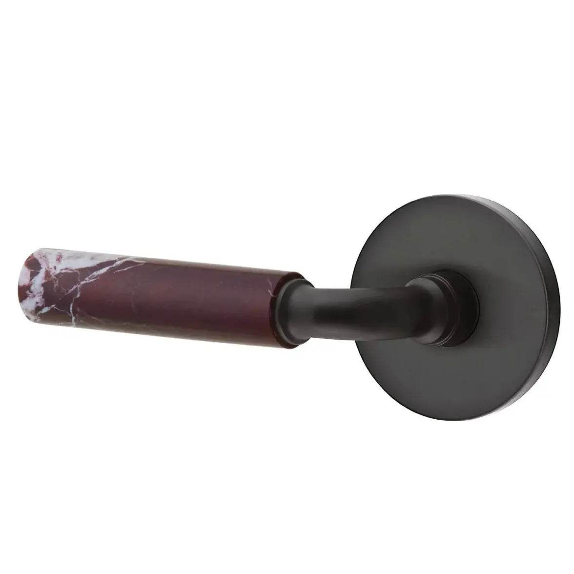 Emtek Rosso Levanto Marble Lever with Disk Rosette and R-Bar Stem by Emtek