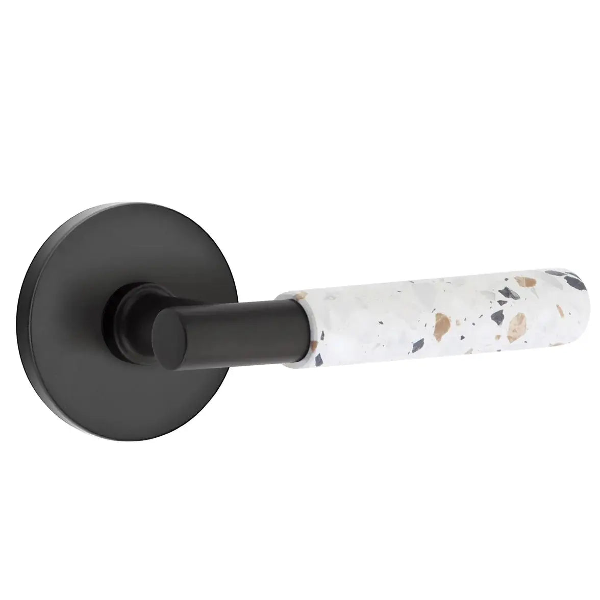 Emtek Light Terrazzo Lever with Disk Rosette and T-Bar Stem by Emtek