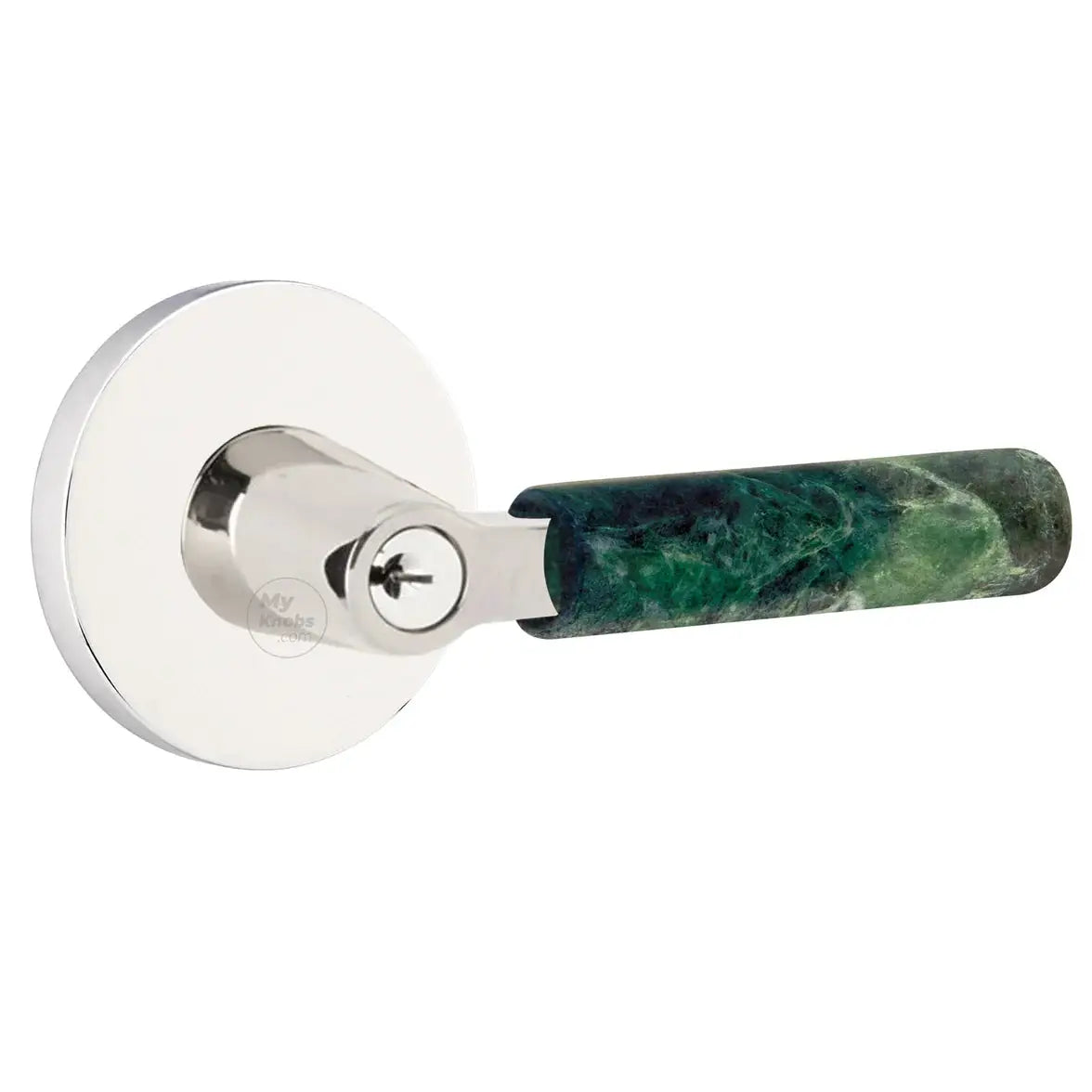 Emtek Green Marble Lever with Disk Rosette and L-Square Stem by Emtek