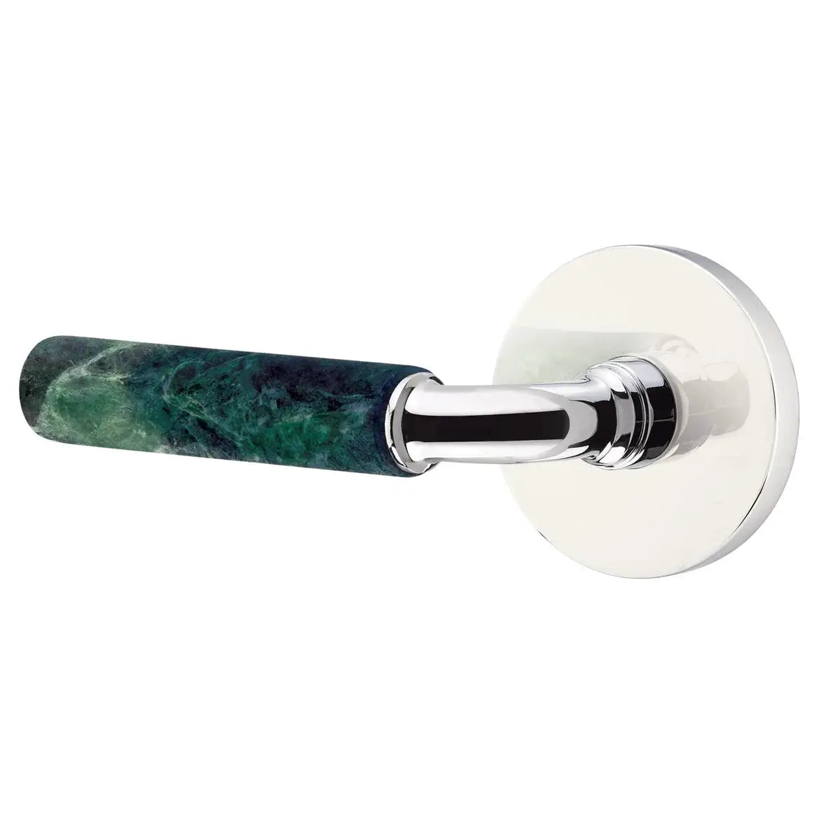 Emtek Green Marble Lever with Disk Rosette and R-Bar Stem by Emtek