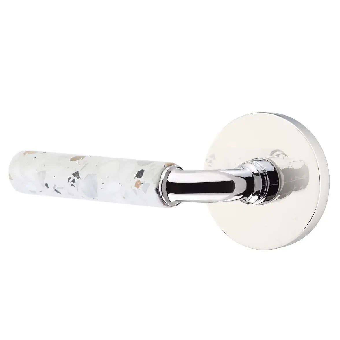 Emtek Light Terrazzo Lever with Disk Rosette and R-Bar Stem by Emtek