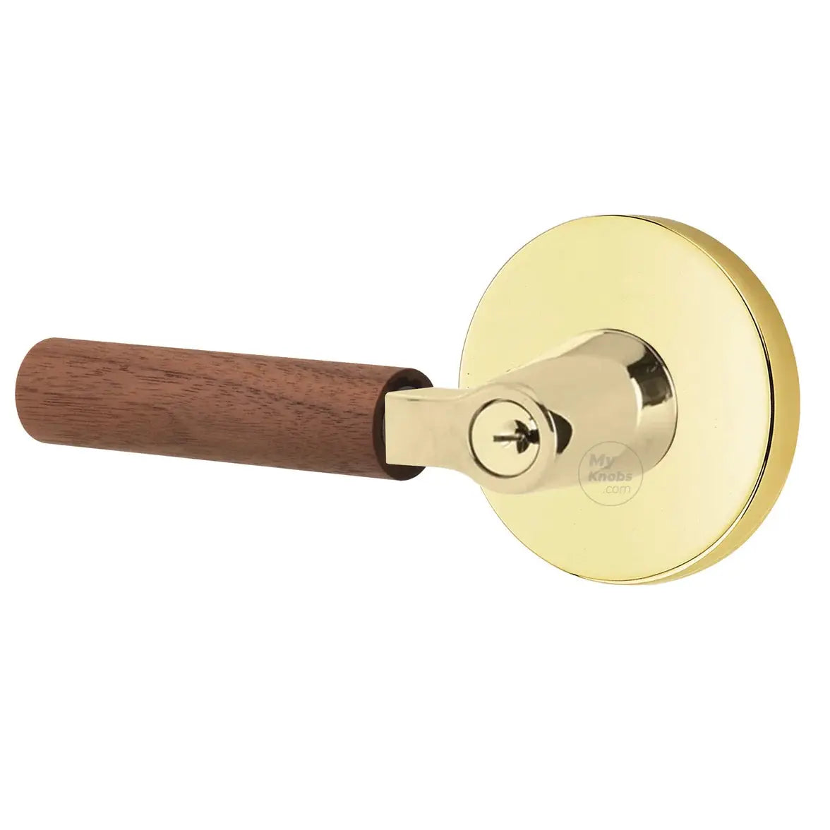 Emtek Walnut Lever with Disk Rosette and L-Square Stem by Emtek