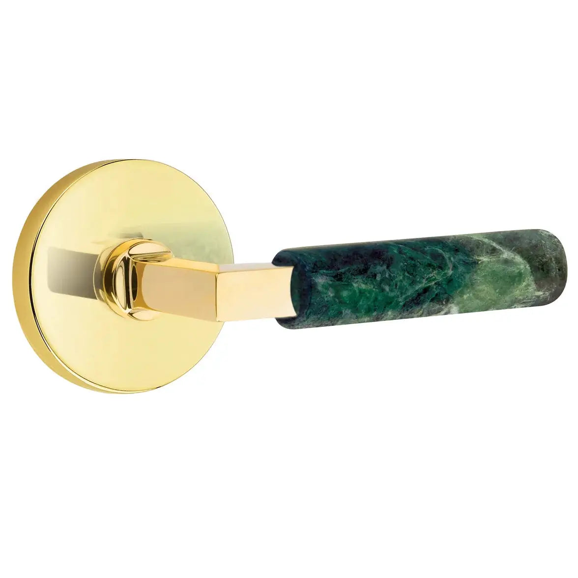 Emtek Green Marble Lever with Disk Rosette and L-Square Stem by Emtek
