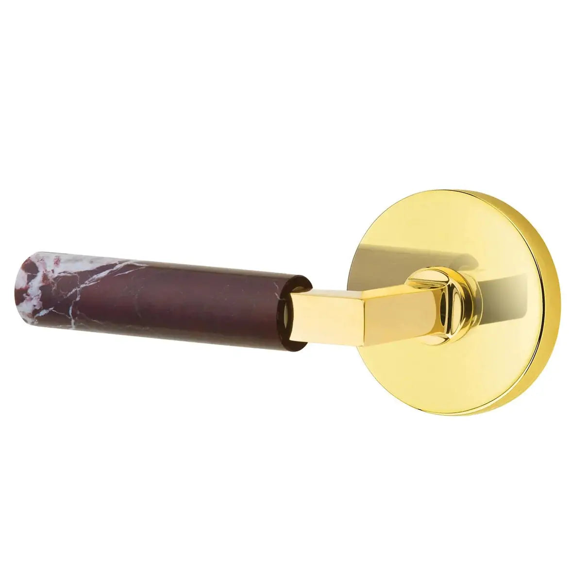 Emtek Rosso Levanto Marble Lever with Disk Rosette and L-Square Stem by Emtek