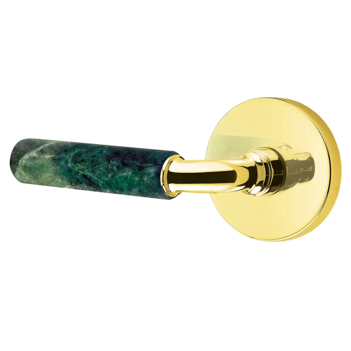 Emtek Green Marble Lever with Disk Rosette and R-Bar Stem by Emtek
