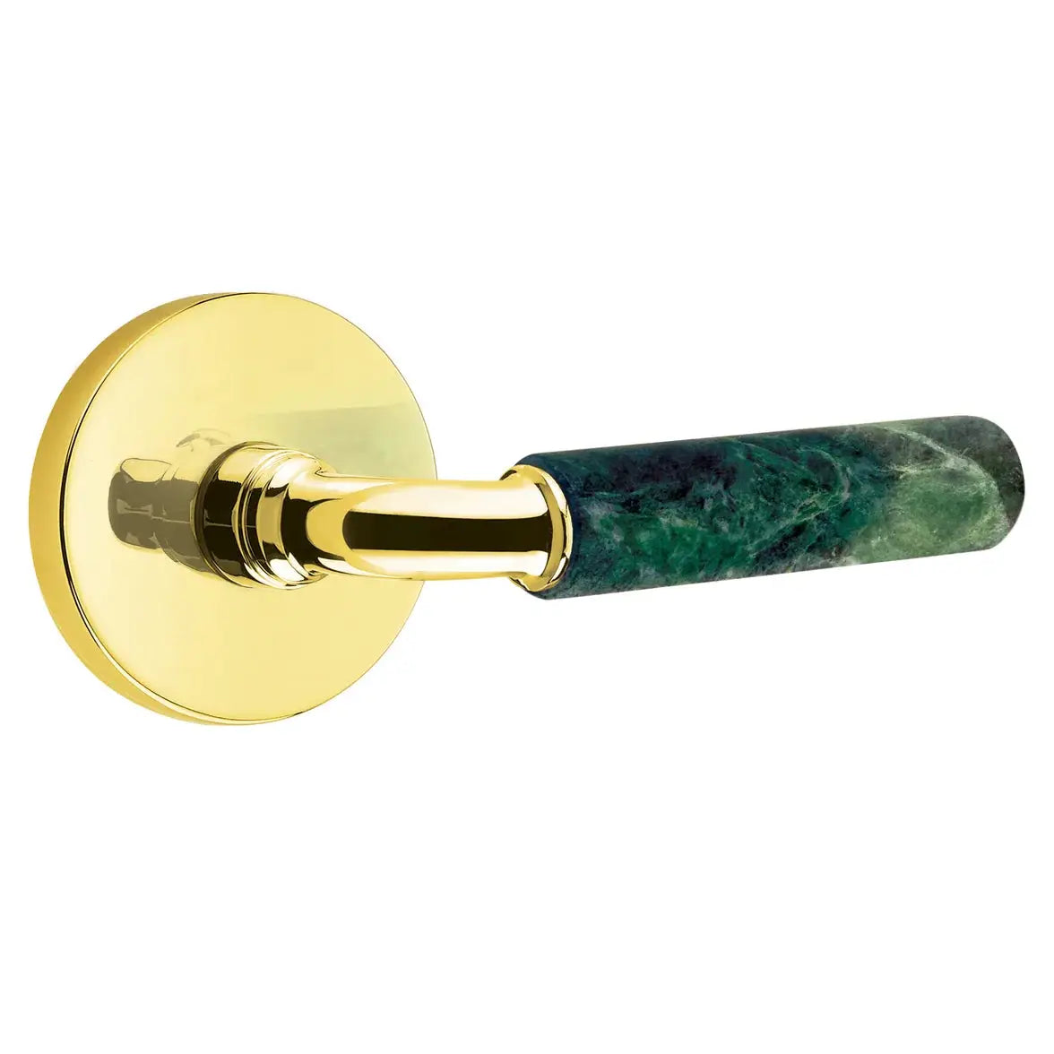 Emtek Green Marble Lever with Disk Rosette and R-Bar Stem by Emtek