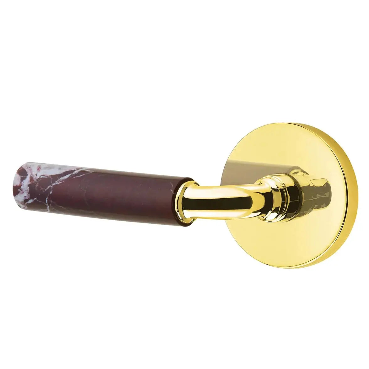 Emtek Rosso Levanto Marble Lever with Disk Rosette and R-Bar Stem by Emtek