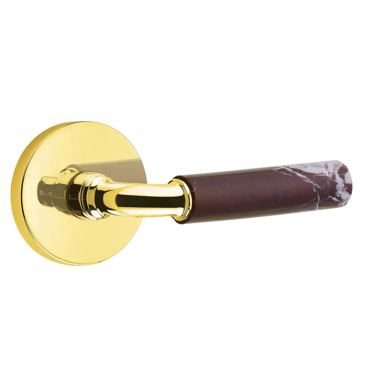 Emtek Rosso Levanto Marble Lever with Disk Rosette and R-Bar Stem by Emtek