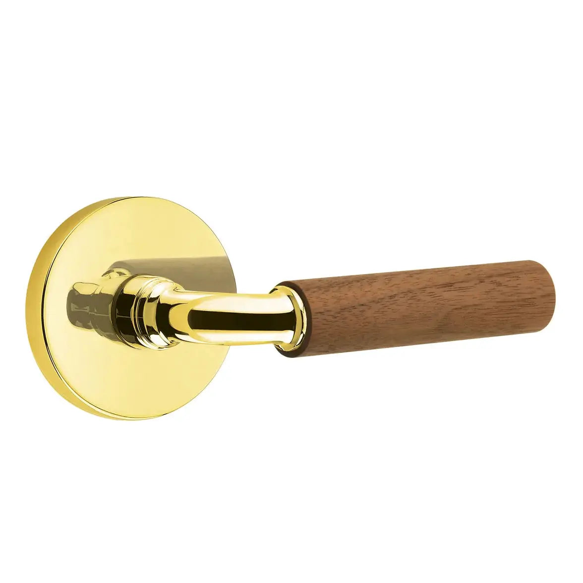 Emtek Walnut Lever with Disk Rosette and R-Bar Stem by Emtek