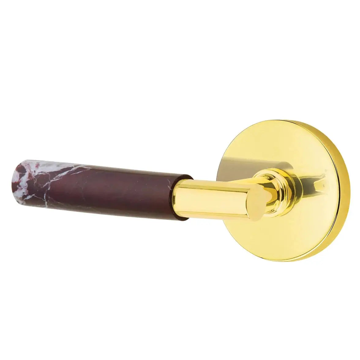 Emtek Rosso Levanto Marble Lever with Disk Rosette and T-Bar Stem by Emtek