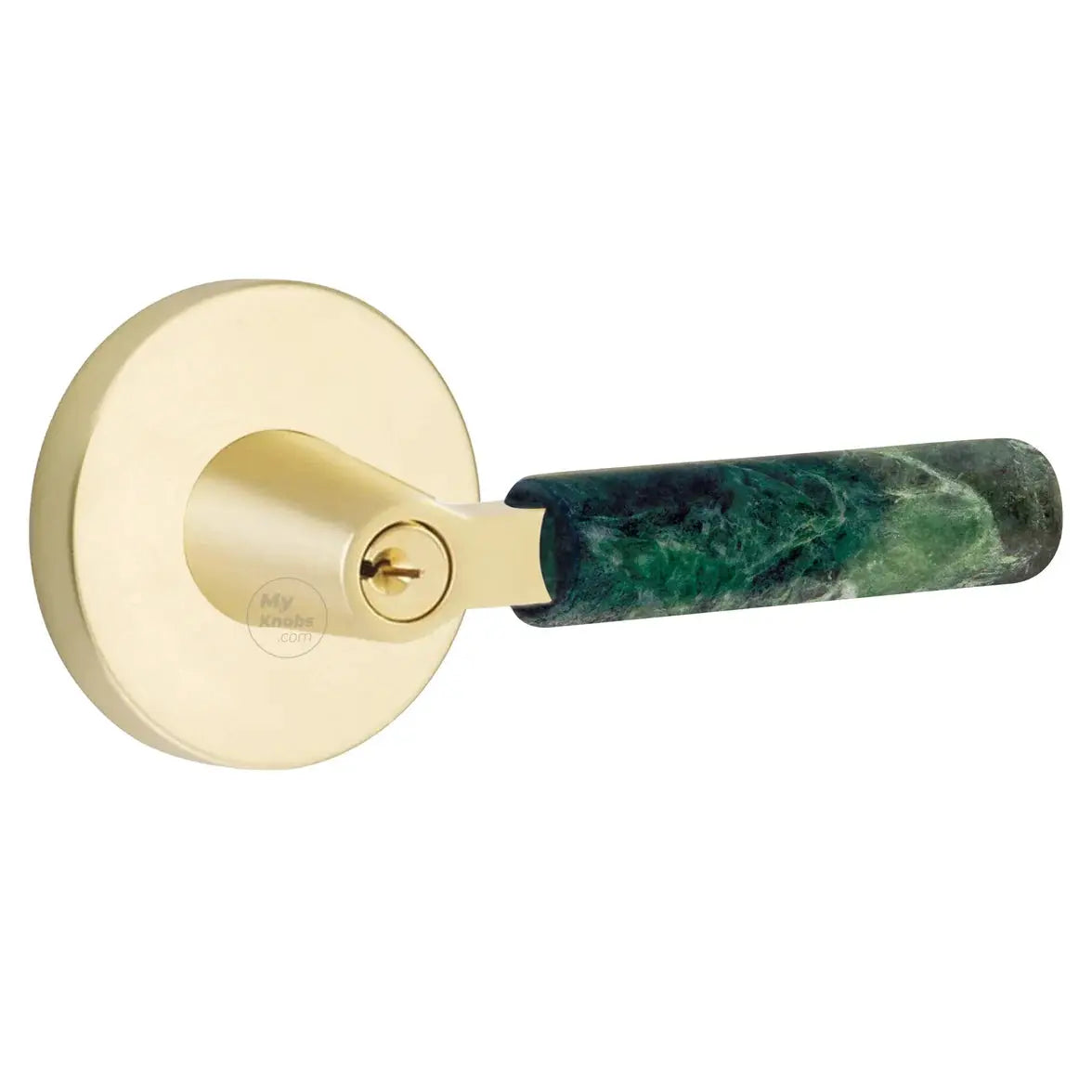Emtek Green Marble Lever with Disk Rosette and L-Square Stem by Emtek