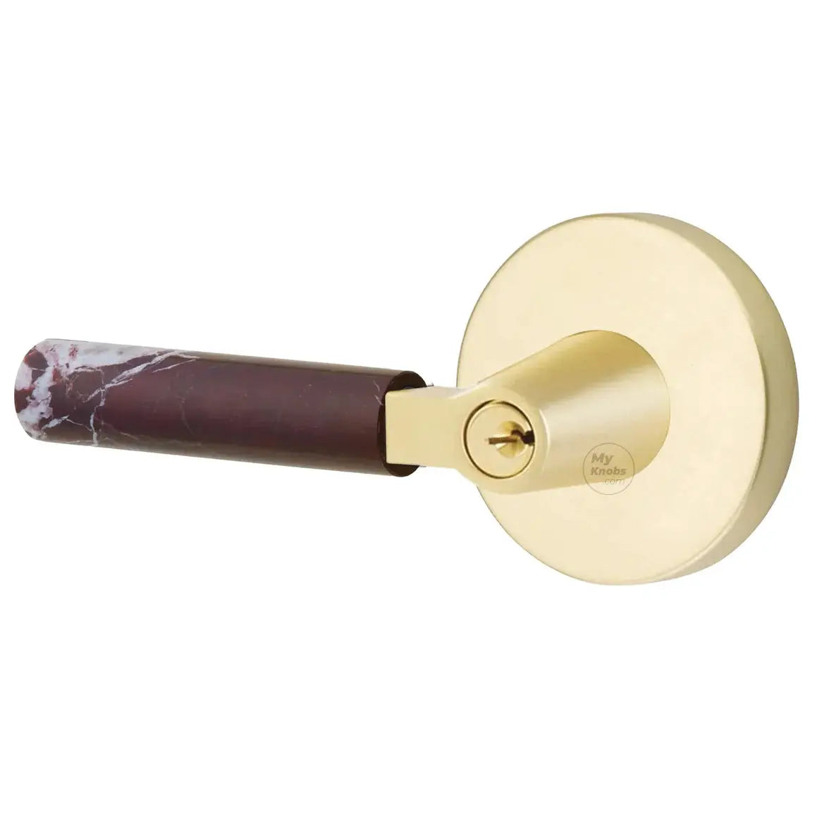 Emtek Rosso Levanto Marble Lever with Disk Rosette and L-Square Stem by Emtek