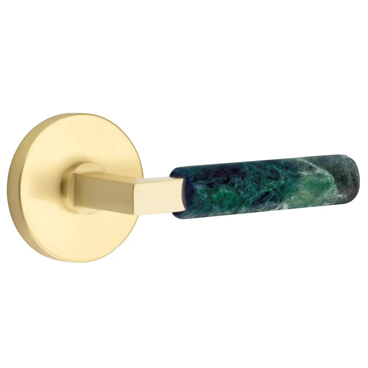 Emtek Green Marble Lever with Disk Rosette and L-Square Stem by Emtek