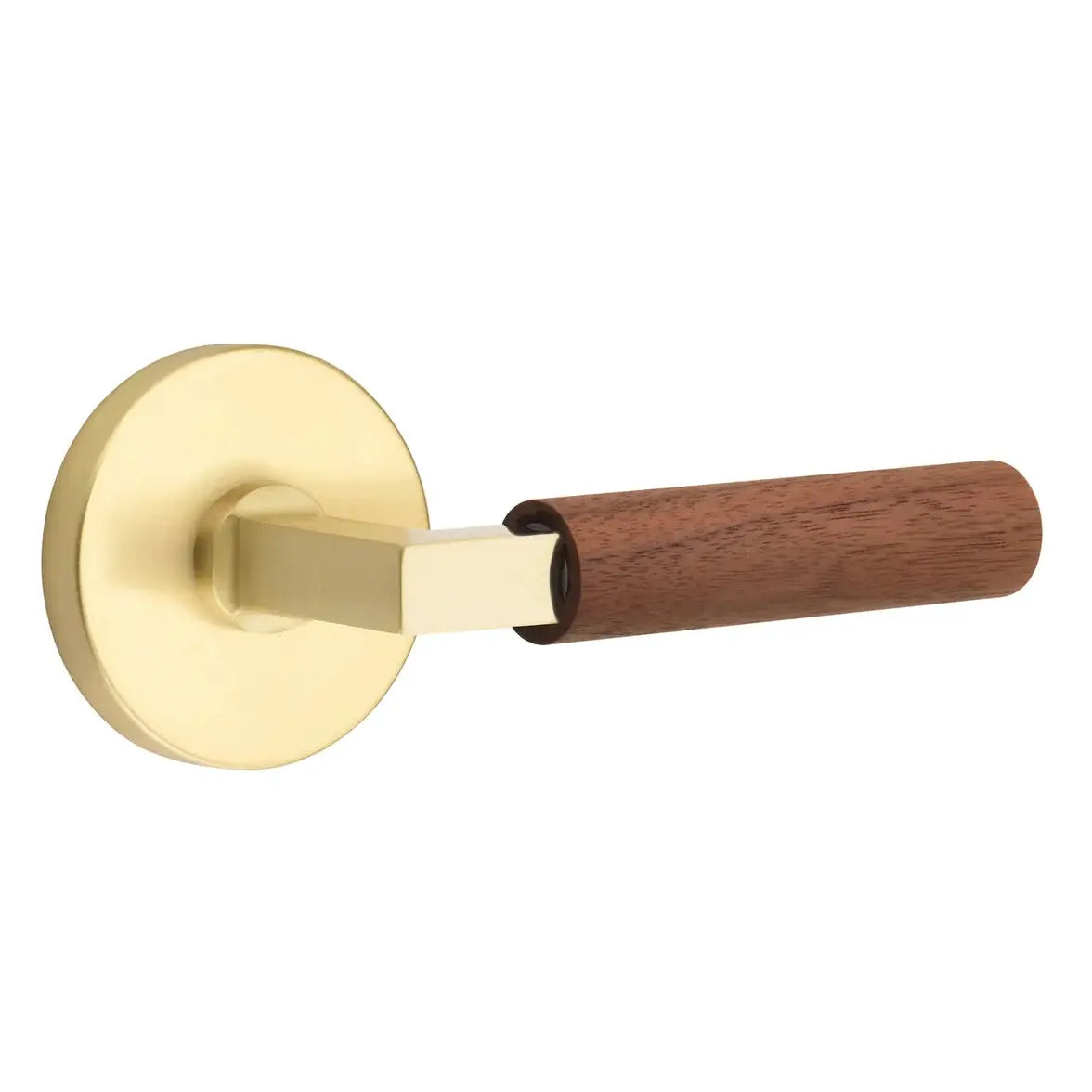 Emtek Walnut Lever with Disk Rosette and L-Square Stem by Emtek