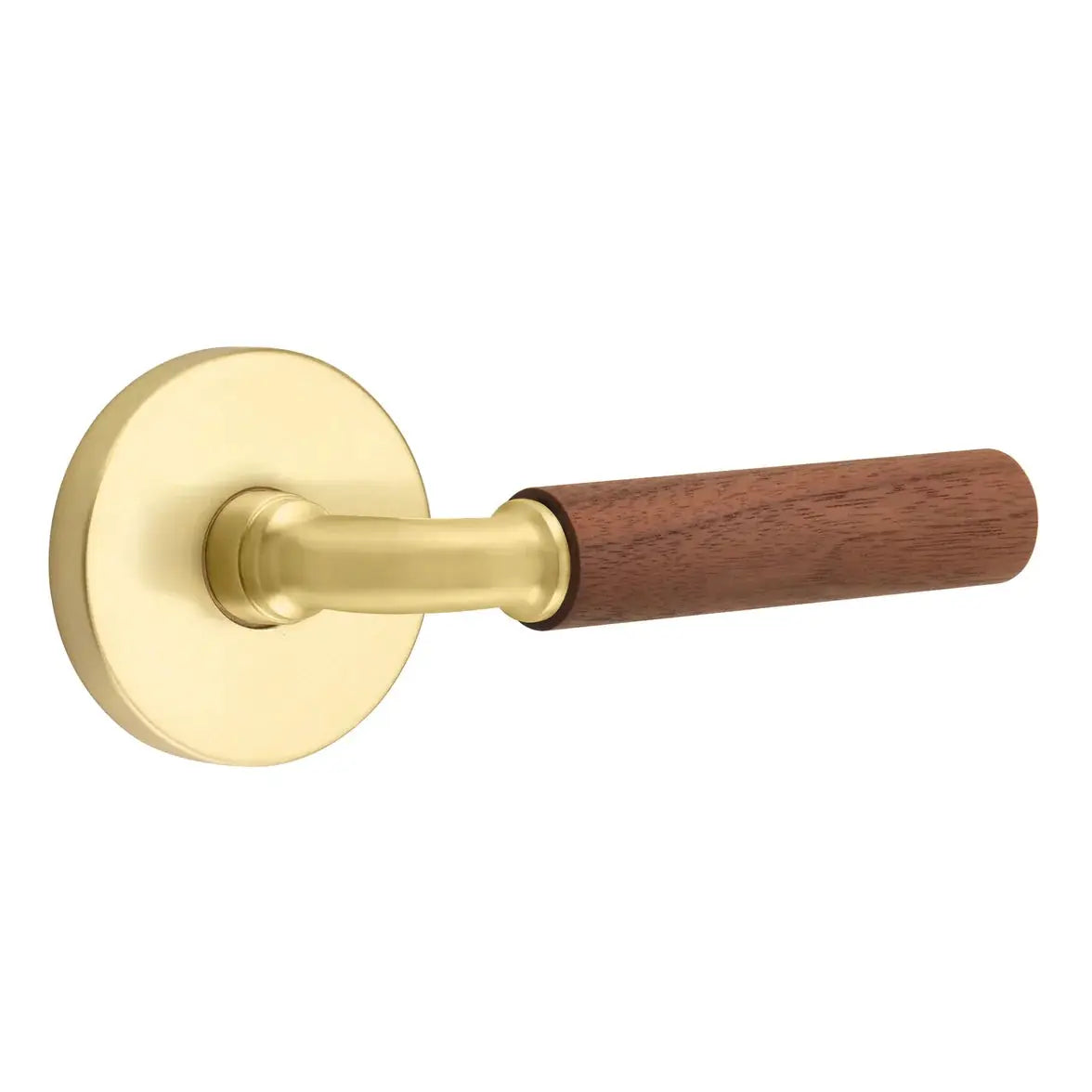 Emtek Walnut Lever with Disk Rosette and R-Bar Stem by Emtek